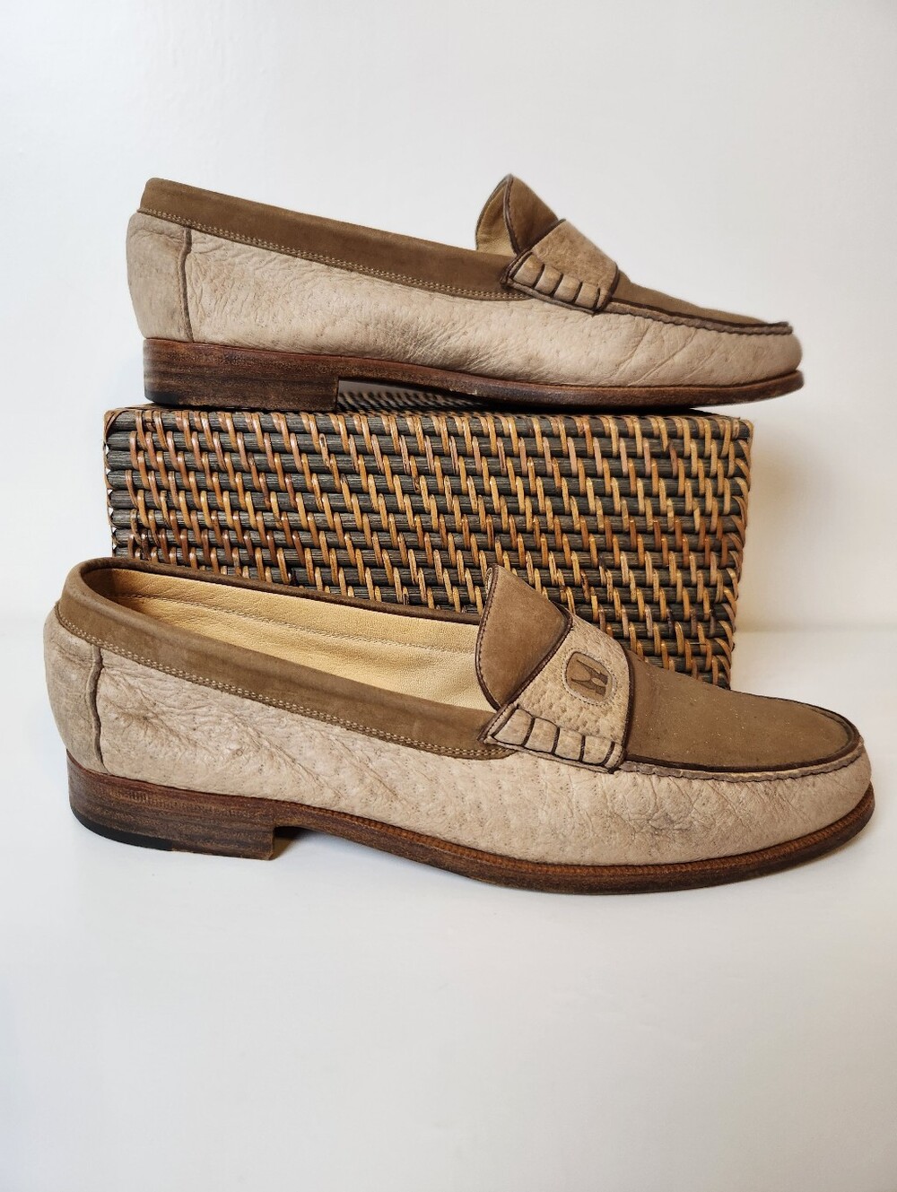 Vintage Moreschi Genuine Ostrich Italian Leather Oxford Slip-On Dress Loafers